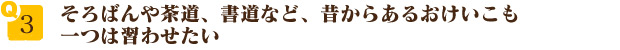 そろばんや茶道、書道など、昔からあるおけいこも一つは習わせたい