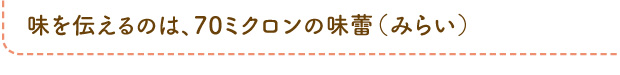 味を伝えるのは、70ミクロンの味蕾（みらい）