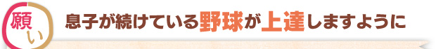 願い：息子が続けている野球が上達しますように