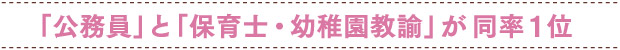 「公務員」と「保育士・幼稚園教諭」が同率1位