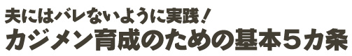 夫にはバレないように実践！　カジメン育成のための基本５カ条