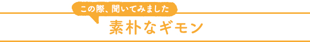 この際、聞いてみました　素朴なギモン