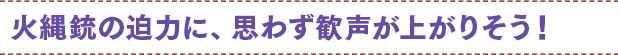 火縄銃の迫力に、思わず歓声があがりそう！