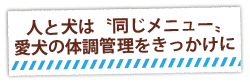 人と犬は“同じメニュー”愛犬の体調管理をきっかけに