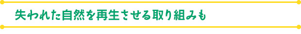 失われた自然を再生させる取り組みも