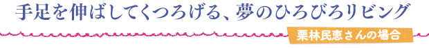 手足を伸ばしてくつろげる、夢のひろびろリビング