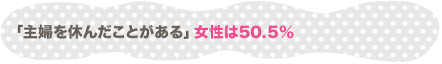 「主婦を休んだことがある」女性は50.5％