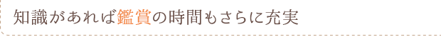 知識があれば観賞の時間もさらに充実