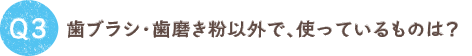 Q3：歯ブラシ・歯磨き粉以外で、使っているものは？