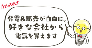 発電販売が自由に。好きな会社から電気を買えます。