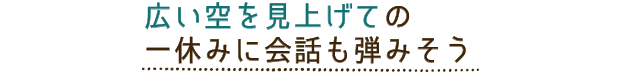 広い空を見上げての一休みに会話も弾みそう