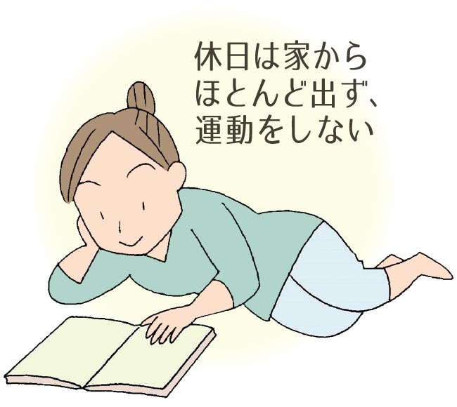 休日は家からほとんど出ず、運動をしない