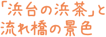 「浜台の浜茶」と流れ橋の景色