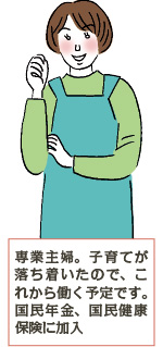 専業主婦。子育てが落ち着いたので、これから働く予定です。国民年金、国民健康保険に加入円